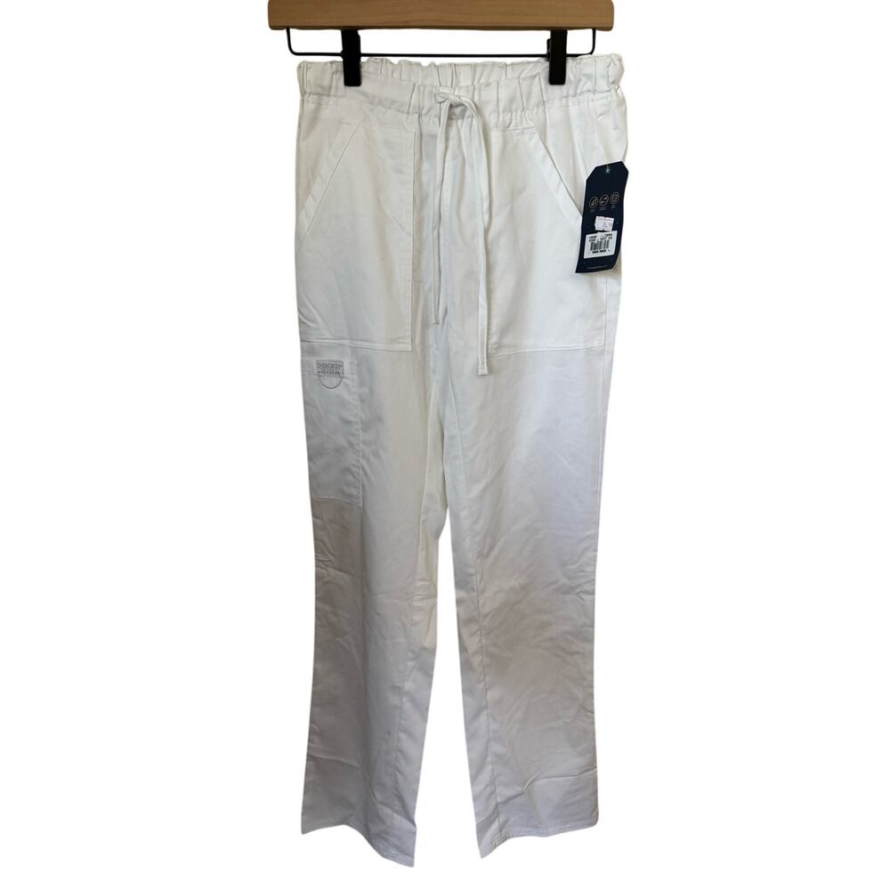 NWT Cherokee Workwear Revolution Scrub Pants White Unisex XS Drawstring